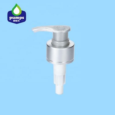 24/410 proveyó de costillas la cerradura izquierda-derecha de la loción de la cubierta de aluminio cosmética de la bomba para la botella plástica